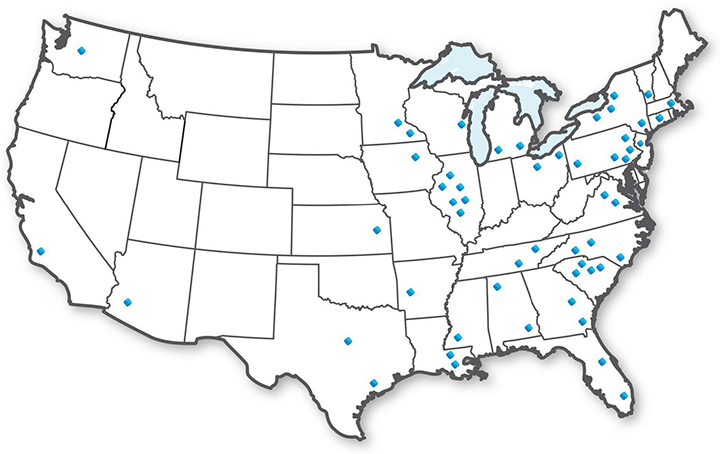 map of US etap nuclear users