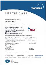 ETAP ISO 9001:2015 Certificate by TUV Nord