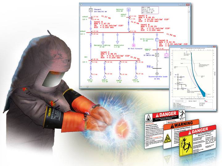 arc flash software analysis study etap line diagram labels ppe tcc calculation curves equipment program