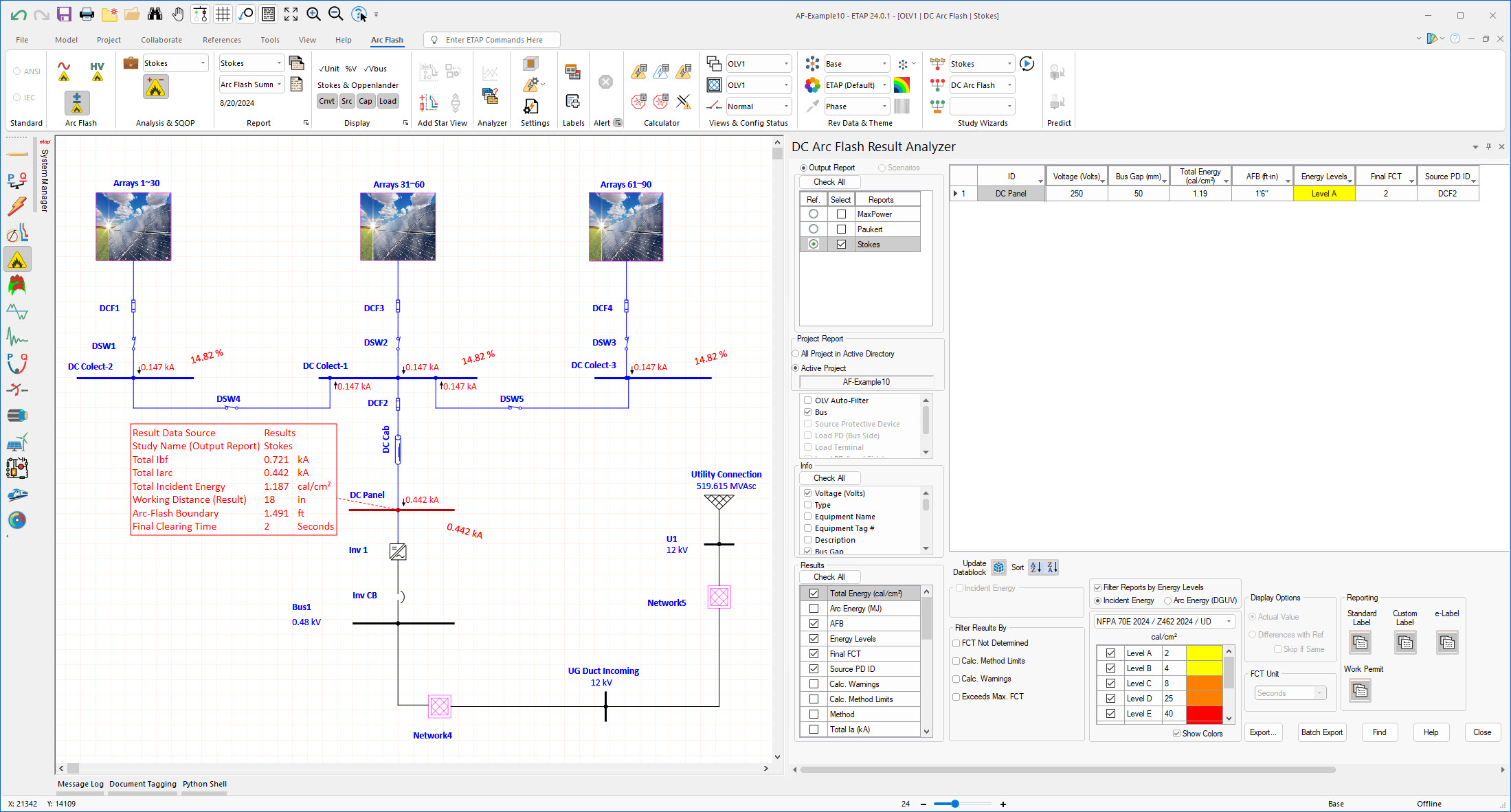 DC Arc Flash Software Datablock_Worstcase ETAP DC Arc Flash Analysis Datablock Worstcase