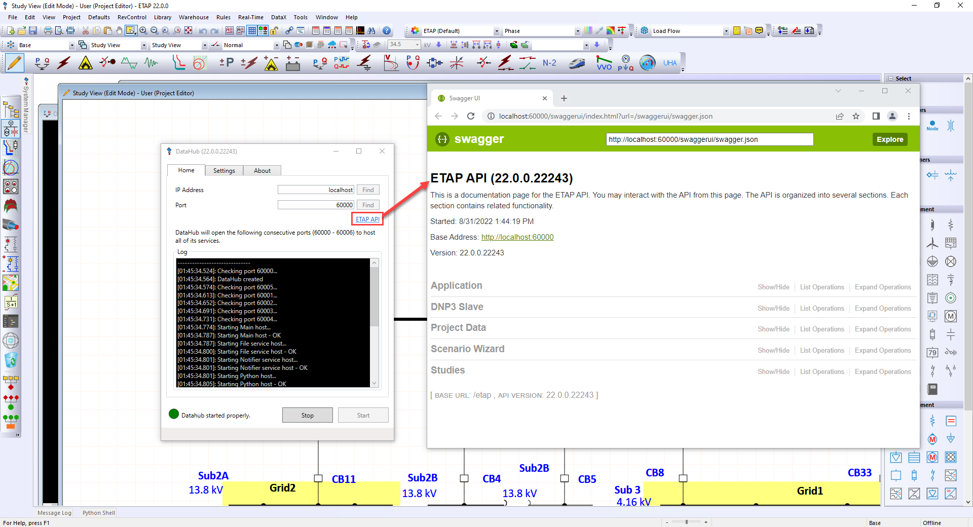 Showing the etapAPI™ module with Swagger interface