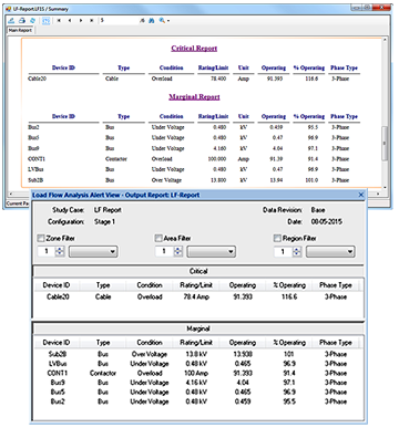 Load Flow Software Reporting
