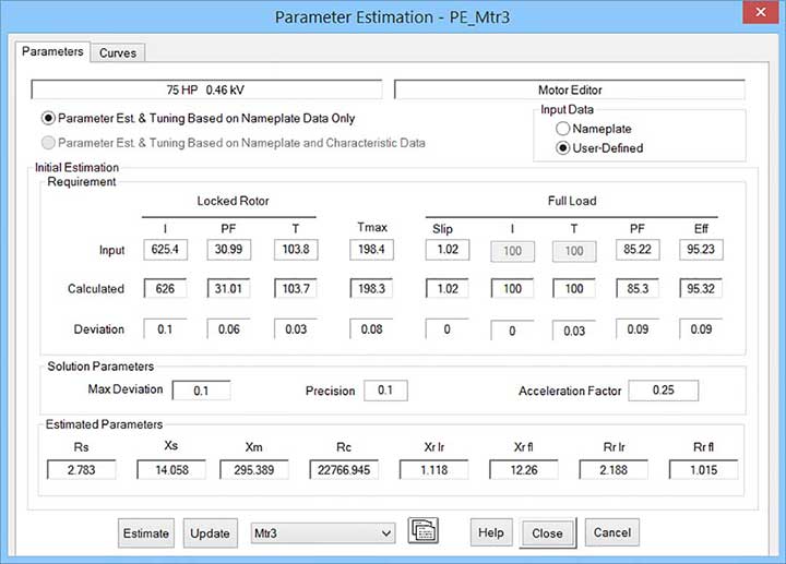 Motor Parameter Estimation Motor Starting Transient Stability