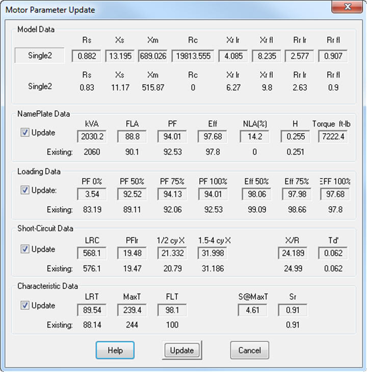 Motor Parameter update editor