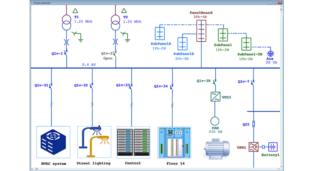 Electrical Single-Line Diagram | Intelligent One Line Diagram | ETAP
