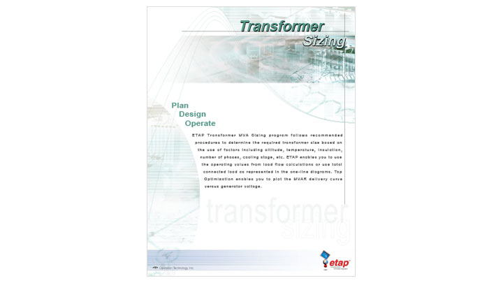 Transformer Sizing and Tap Optimization